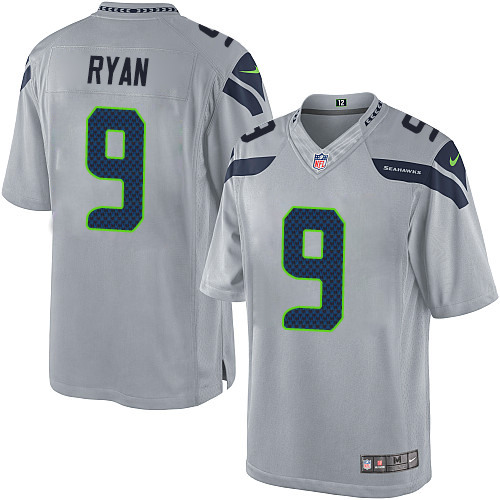 Men's Limited Jon Ryan Nike Jersey Grey Alternate - #9 NFL Seattle Seahawks